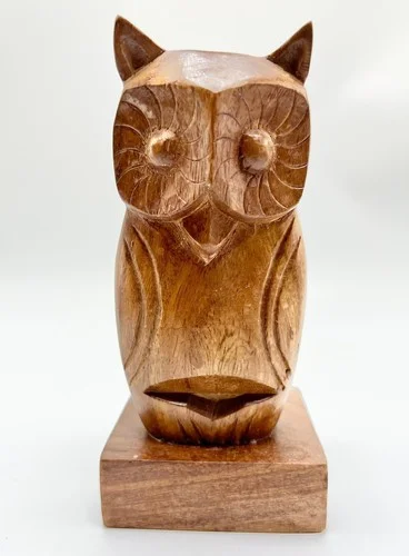 Carved Owl Eyeglasses Holder Stand Ten Thousand Villages 5 1/2x3” Made In India 2