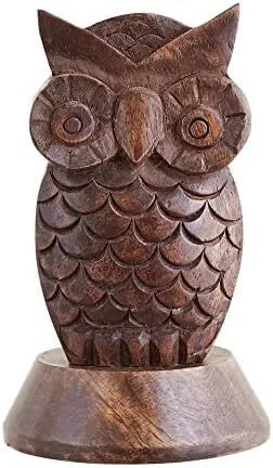 Eximious India Wooden Owl Glasses Holder Stand Reading Nightstand Eyeglass 2