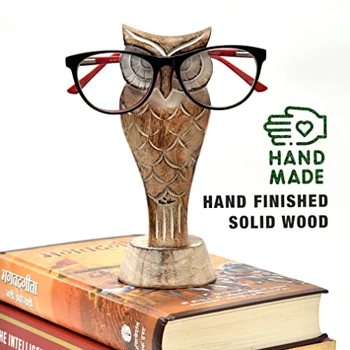 Hand Carved Wooden Owl Eyeglasses Holder 3