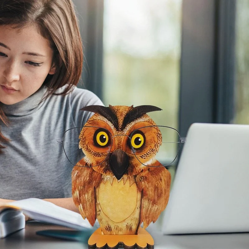Owl Eyeglasses Holder Wooden Eye Glasses Display Stand Animal Sunglasses Holder 2