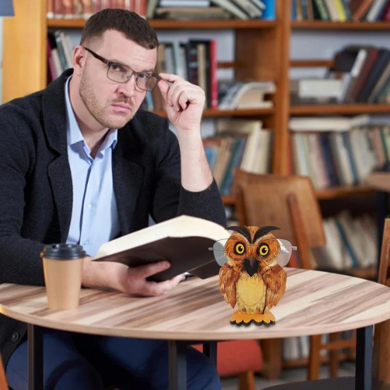 Owl Eyeglasses Holder Wooden Eye Glasses Display Stand Animal Sunglasses Holder 4