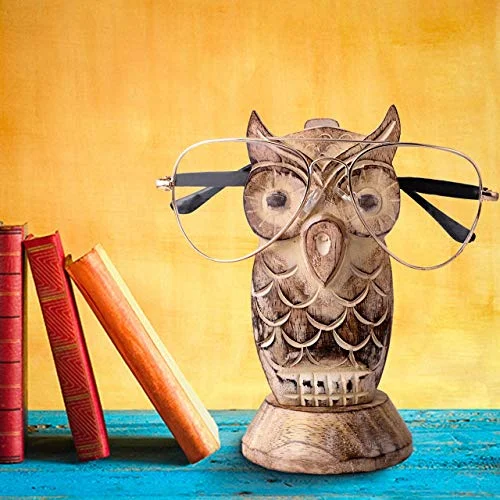 Owl Glasses Holder Owl Shaped Wooden Eyeglass Stand Spectacle Holder Stand Gift