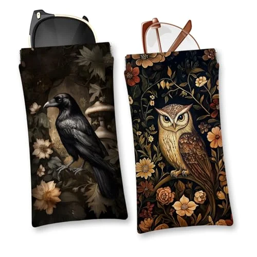 Unique Vintage Owl Soft Eyeglasses Case Mod Boho Rattan? Reading Glasses