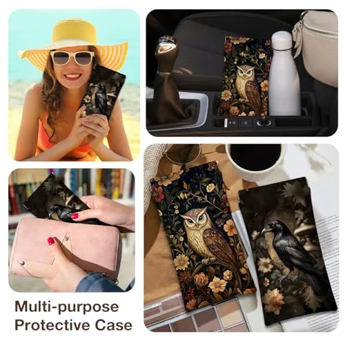 Unique Vintage Owl Soft Eyeglasses Case Mod Boho Rattan? Reading Glasses 2