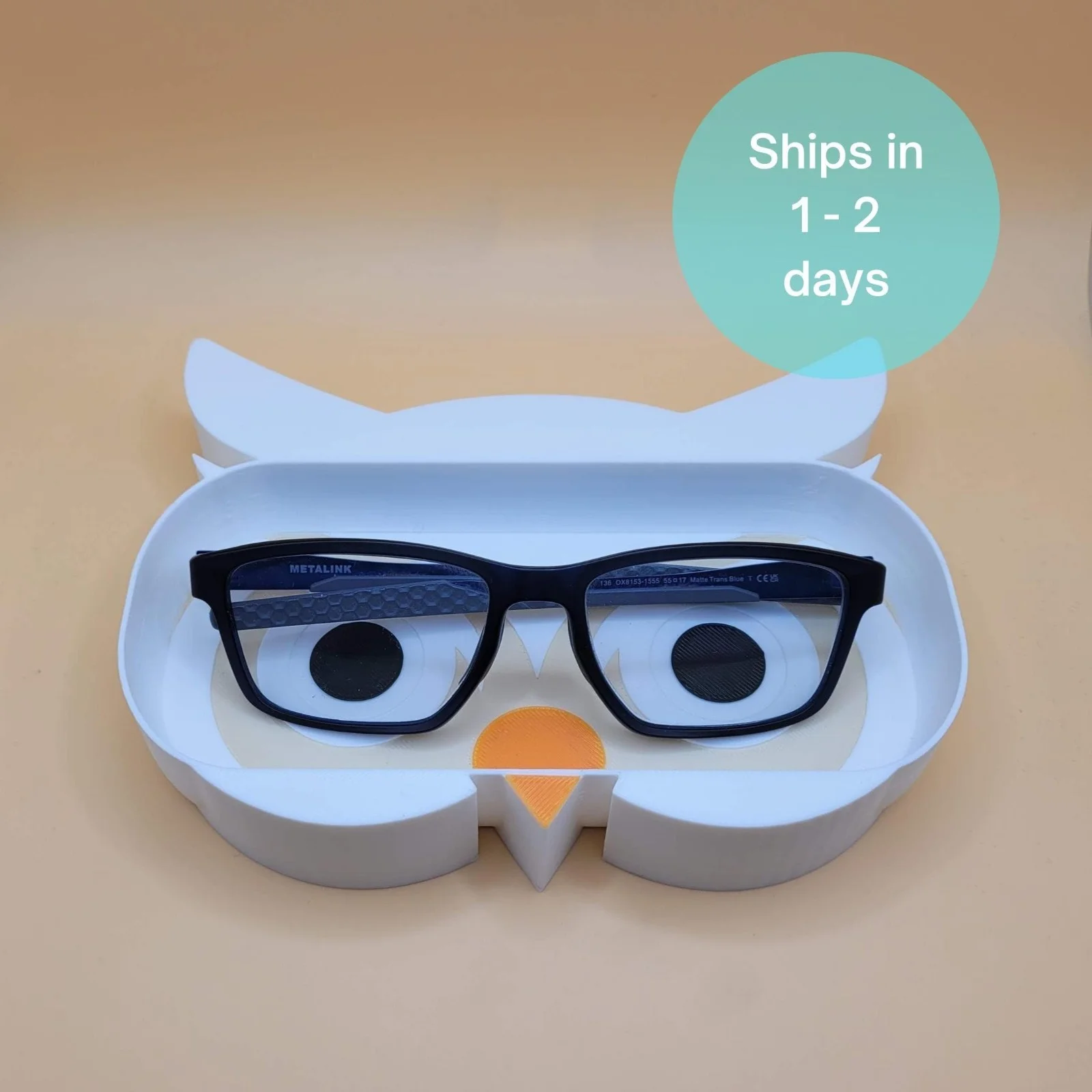 White Owl Eyeglasses Holder or Desk Tray – Cute Owl Shaped Glasses Stand | Organ