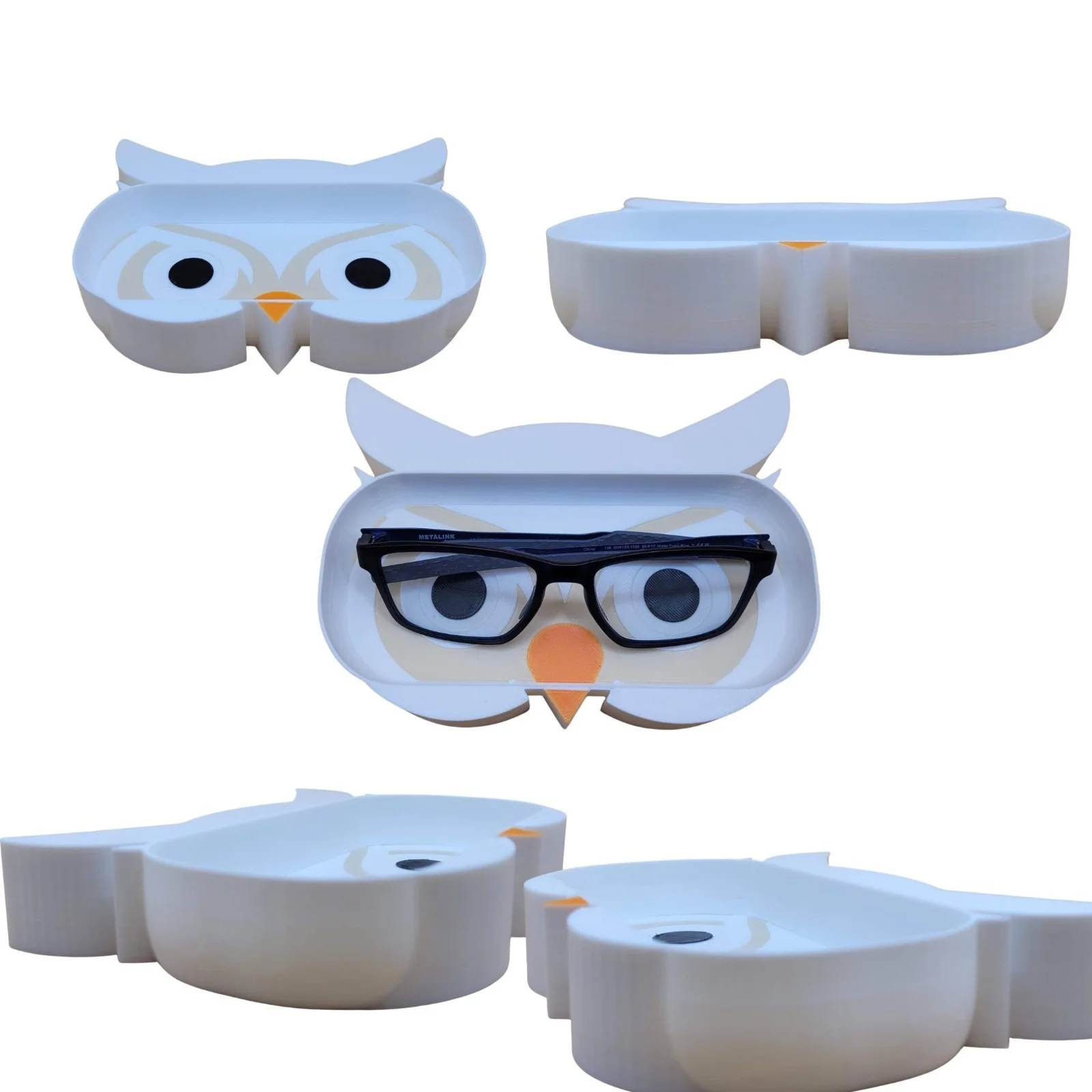 White Owl Eyeglasses Holder or Desk Tray – Cute Owl Shaped Glasses Stand | Organ 2